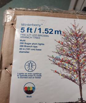 477462 Ge 5-ft Winterberry Pre-lit Brown Artificial Christmas Tree New Retired