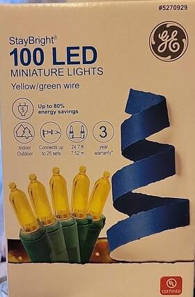 5270929 Ge Staybright 100-count 24.75-ft Constant Yellow Mini Led Plug-in Christmas New