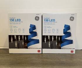 5270931 Ge Lot Of 2 Staybright 150 Ct Warm White Led Plug-in Christmas Icicle Lights