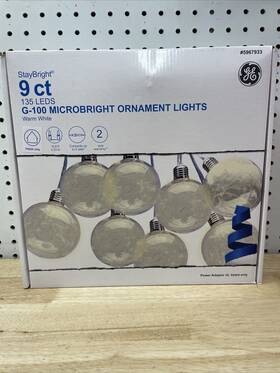 5967933 Ge 9 Ct G-100 10.6-ft Warm White Led Plug-in Christmas Weddings Ornament Lights