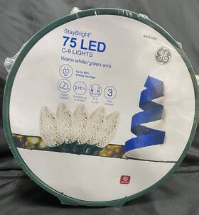 6023428 Ge Staybright 75 Count 37 Feet Warm White C9 Led Christmas Lights Green Wire