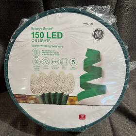 6023429 Ge C6 Energy Smart 150 Count 49.6 Ft Warm White Led Christmas String Lights New