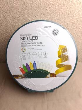 6030296 Ge 300ct Multicolor Microbright Led Christmas Lights 8 In 1 62ft - Nip