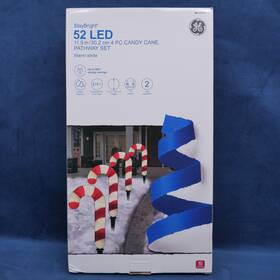 2127371 Ge 72235 4 Candy Cane Pathway Led Lights Staybright Warm White Christmas New
