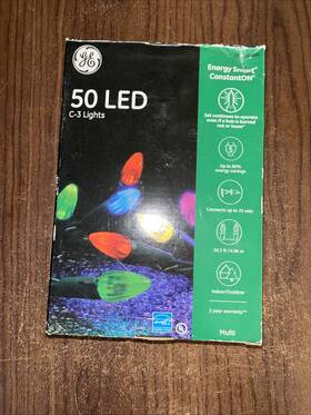 Ge 803993972558 50 Led Lights C-3 Multicolor Christmas 16.3ft Indoor Outdoor