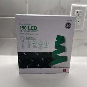 Ge 803993973524 150 Led Energy Smart Net Style Lights Warm White Christmas Green Wire 4x6 Ft