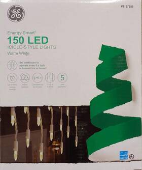 Ge 803993974422 Ftenergy Smartft 150 Led Constant Mini White Outdoor Icicle Christmas Lights