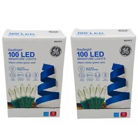 847973 Ge Staybright 100ct 24.7ft Warm White Mini Led Plug-in Christmas Lights Lot Of 2
