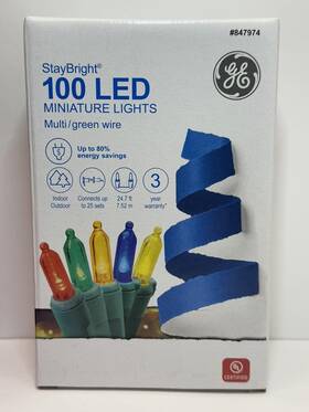 Ge 847974 Staybright 100-count 24.7-ft Multicolor Led Plug-in Christmas String Lights
