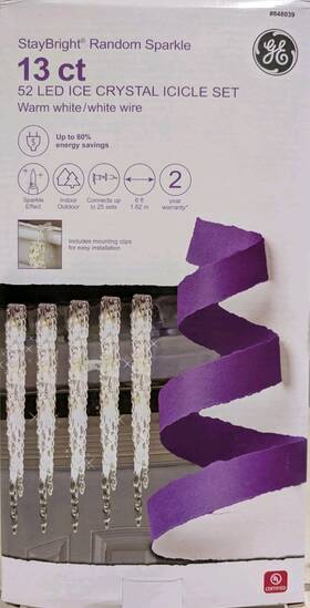 848039 Ge New - Staybright 13-count Sparkling White Led Plug-in Christmas Icicle Lights