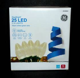 90976 Ge New Staybright 25 Led C-9 Warm White Christmas String Lights 1 Box