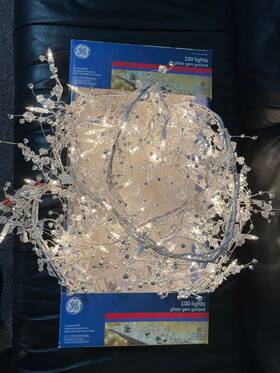 955126 Ge 9ft Glitter Gem Garland 100 Lights Christmas Tree Fairy New Open Box