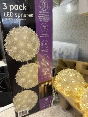 999456 Ge 3 Pack Led Spheres Lights Warm White Energy Smart Sparkle Twinkle Christmas &
