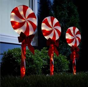 B0clg42cc6 Ge Random Sparkle 3-marker White Lollipop Christmas Pathway Markers Item #528089