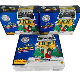 Ol9-30cb Ge Lot Of 3 Christmas Lights Set C7 Super Coat 30 Multicoloured Outdoor