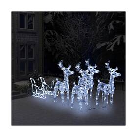 Yjxzj-289980us Gecheer Reindeers And Sleigh Christmas Decoration 280x28x55 Cm Acrylic For Home Party