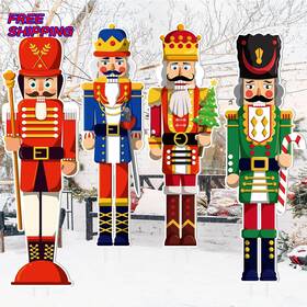 Lec-geetery-1949 Geetery Large Nutcracker Yard Sign With 16 Stakes 32 Inch Christmas Decorations 4pc