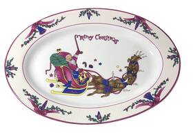 Gei 705423203099 Santa Merry Christmas Oval Platter New With Tags 14 Inch