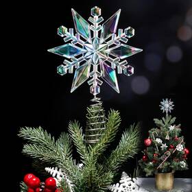 Mk-gejoy-685868 Gejoy 6 Inch Mini Christmas Iridescent Snowflake Tree Topper
