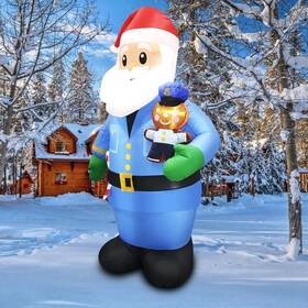 47545 Gem Santa Police Officer Christmas Inflatable 7ft Yard Decor Light Up Outdoor Display