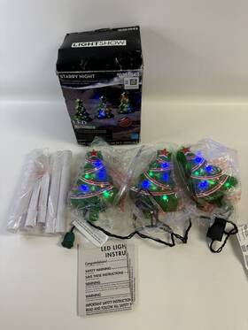 0351644 Gemmy Starry Night Christmas Tree Pathway Markers Led Light Show