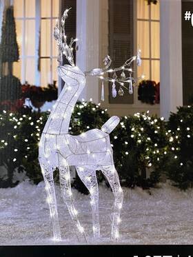 0388793 Gemmy 4.7 Ft Christmas Glitter Reindeer Twinkling Sparkle White Light Holiday Yard Art