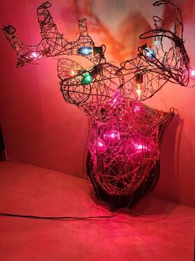 0585671 Gemmy Christmas Lighted Deer- Lightshow Model 2.5ft Tall Outdoor Wall Decor
