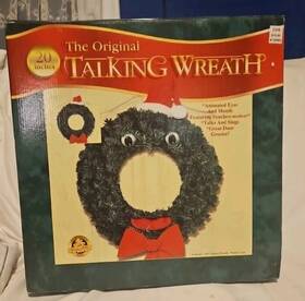 Gemmy 086786130483 Vtg Christmas 1997 Animated Original Talking Wreath Tested 20 Inch With Box