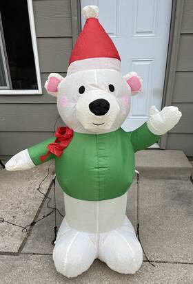 Gemmy 086786378809 Holiday Time Polar Bear 4 Foot Airblown Inflatable Lights Up Christmas