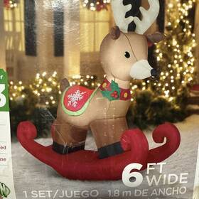 Gemmy 086786398241 6ft Airblown Rocking Reindeer Christmas Inflatable