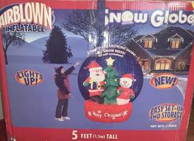 Gemmy 086786837276 5ft Airblown Inflatable Christmas Santa Snow Globe Lighted Led Retired