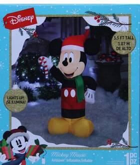 Gemmy 086786867976 Disney 3.5 Ft Christmas Mickey Mouse With Candy Cane Airblown Yard Inflatable Nib