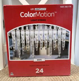 1005358174 Gemmy Lightshow Colormotion 24 Count White Led Christmas Icicle Lights Tested