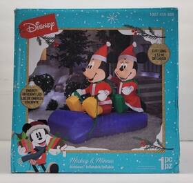 112280 Gemmy Disney 5ftft Airblown Mickey And Minnie On Sled Christmas Inflatable New/open Box