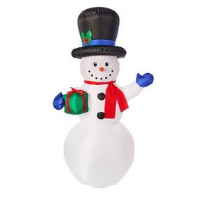 114575 Gemmy Usedopen Box Christmas Airblown Inflatable Snowman With Gift 7 Ft Tall
