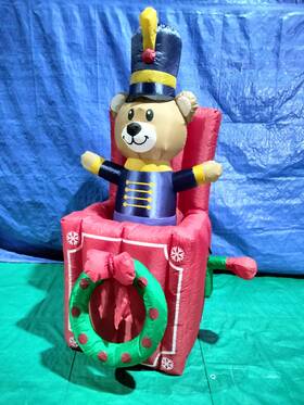 114603 Gemmy 5ft Airblown Inflatable Christmas Animated Pop-up Teddy Bear In Box