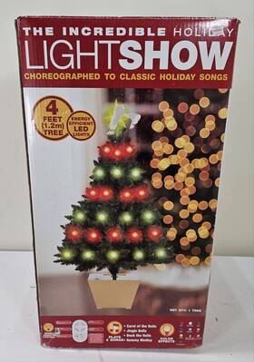 11605 Gemmy Rare 4ft The Incredible Holiday Light Show Christmas Tree Led And Music