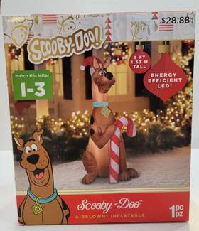 117616 Gemmy Rare New 5ft Airblown Inflatable Scooby Doo Santa With Candy Cane Christmas By