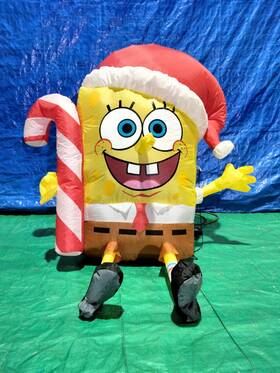 B681-118073 Gemmy 118073 3ft Airblown Inflatable Christmas Spongebob Squarepants