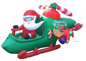 118337 Gemmy 9 Ft Wide Animated Christmas Helicopter Scene Airblown Inflatable