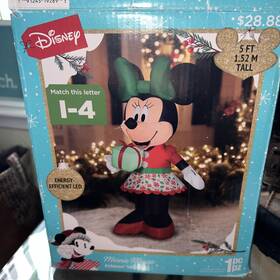 119289 Gemmy Disney Minnie Mouse Holding Present Gift 5 Ft Airblown Inflatable Christmas New
