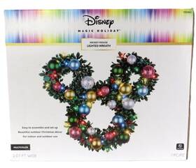 119948 Gemmy Disney 24 In Hanging Mickey Mouse Christmas Wreath With Multicolor Led Lights