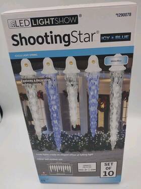 1290078 Gemmy Lightshow 10 Shooting Star White &blue Led Christmas Icicle Lights Tested