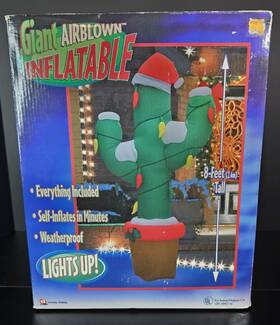 15708 Gemmy 2003 Retired Airblown Lighted Inflatable 8ft Ft Tall Christmas Cactus