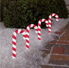 4-marker Gemmy 191245106043 Lightshow White Candy Cane Christmas Pathway Markers