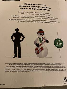 Gemmy 191245108443 Rare 6ft Ft Inflatable Animated Saxophone Snowman Jazz Music Christmas