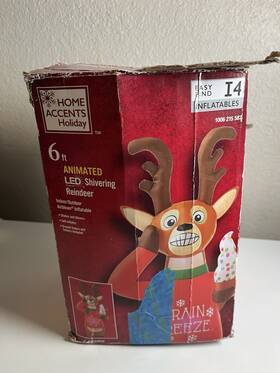 Gemmy 191245111542 Christmas 6.5 Ft Animated Led Shivering Reindeer Airblown