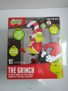 Gemmy 191245144632 New Dr. Seussft Hanging Grinch Candy Cane Christmas Airblown Inflatable 4.5ft Tall
