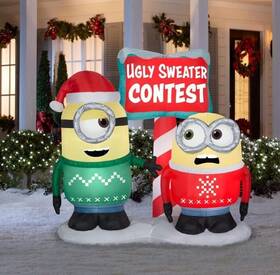 Gemmy 191245151708 6ft. Tall Christmas Inflatable Minions In Ugly Sweaters Indoor/outdoor Hol