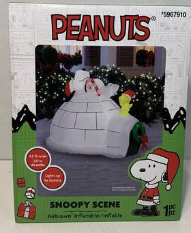 Gemmy 191245154266 Christmas Peanuts 4.5 Ft Snoopy Woodstock Igloo Scene Airblown Inflatable